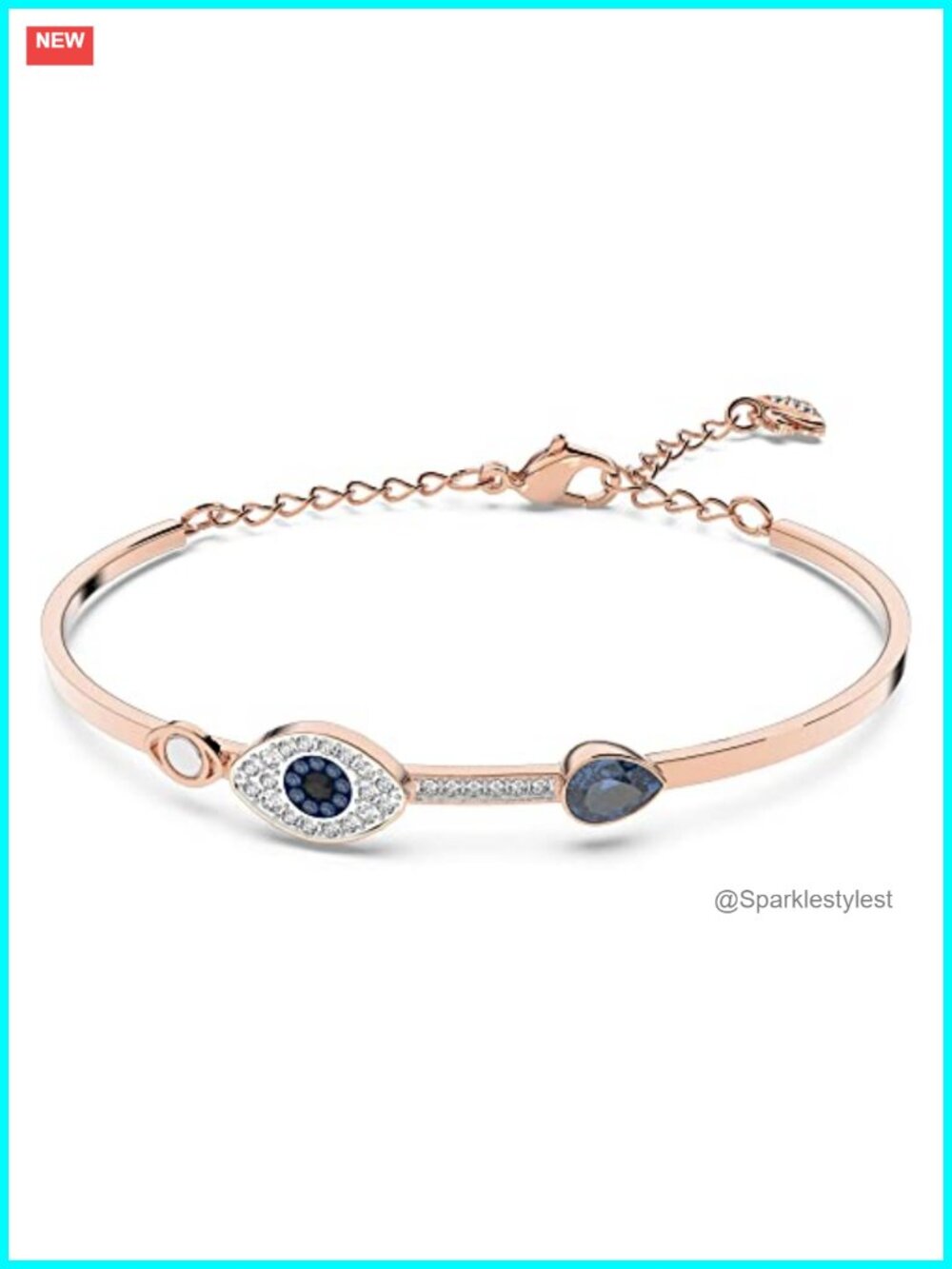 Swarovski Symbolica Evil Eye Bangle Bracelet Rose Gold Plated Crystal